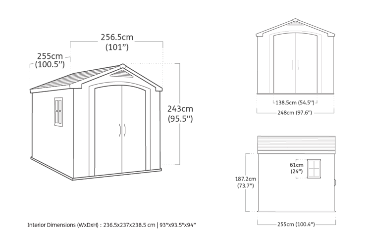 Caseta de exterior Factor 8x8 - 256,5x255x243 cm y 6,3m2 - Marrón
